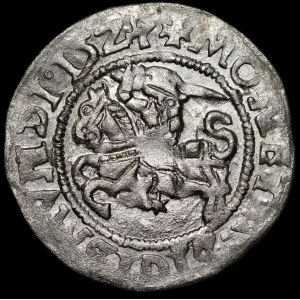 Zygmunt I. Starý, půlgroš z roku 1524, Vilnius – zrcadlový 4 – vzácný a velmi pěkný