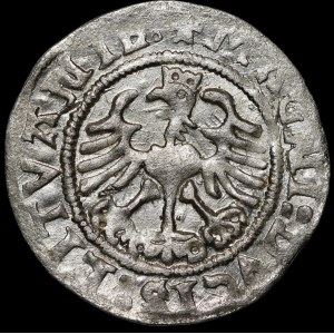 Zygmunt I. Starý, půlgroš z roku 1524, Vilnius – zrcadlový 4 – vzácný a velmi pěkný