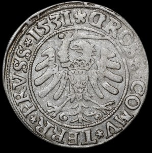 Zygmunt I. Starý, groš z roku 1531, Toruň – zleva – vzácnější