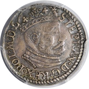 Stefan Batory, Trojak 1581, Olkusz—large head