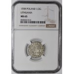 Sigismond II Auguste, demi-groat de 1558, Vilnius - LI/LITV - excellent état