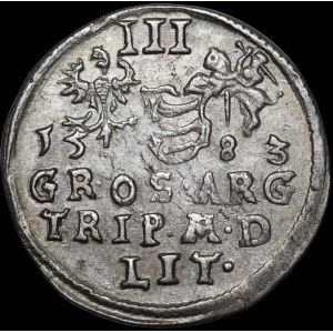 Stefan Batory, Trojak 1583, Wilno - herb Leliwa