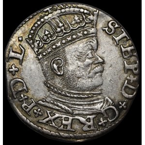 Stefan Batory, Trojak 1586, Ryga - mała głowa - krzyżyki