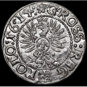 Zikmund III. Vasa, groš z roku 1614, Krakov – :16∙14: – krásný