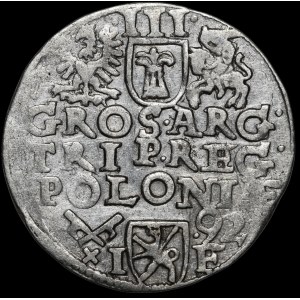 Zygmunt III Waza, Trojak 1592, Poznań - niska korona, data z prawej