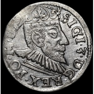 Zygmunt III Waza, Trojak 1592, Poznań - wysoka korona, data z lewej