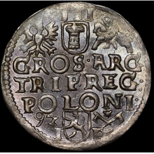 Zygmunt III Waza, Trojak 1593, Poznań - wysoka korona - piękny i nieopisany