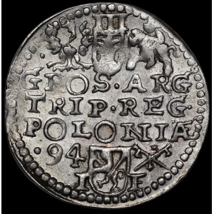 Zygmunt III Waza, Trojak 1594, Poznań - korona z małą lilią