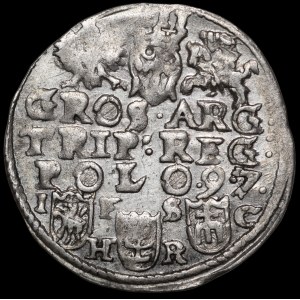 Sigismond III Vasa, Trojak 1597, Bydgoszcz – inscription en trois vers