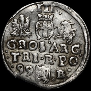 Sigismund III Vasa, Trojak 1599, Bydgoszcz — Lewart on the shield