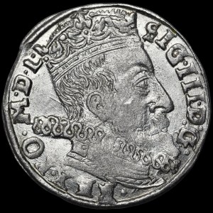 Sigismond III Vasa, Trojak 1597, Vilnius – collerette tubulaire
