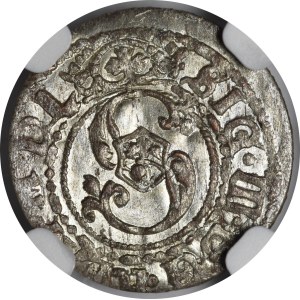 Sigismond III Vasa, Szeląg de 1620, Riga – renard tourné vers la gauche – magnifique