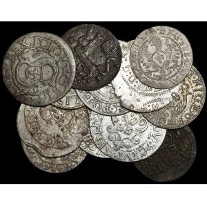 Zygmunt III. Vasa, šeląg z Varšavy, Bydhoště, Vilniusu a Rigy – sada (12 ks)