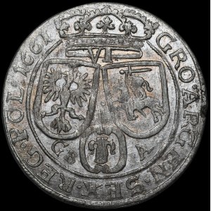 John II Casimir, 1661 GBA six-real coin, Lviv—very rare and very nice