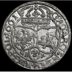 Jean II Casimir, pièce de six en 1661 (GBA), Lviv – une pièce rare et magnifique