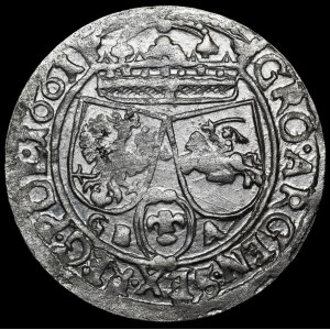 Jan II Kazimierz, Szóstak 1661 GBA, Lwów - brak nominału, podwójna data - b. rzadki i piękny