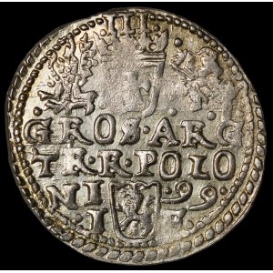 Sigismund III Vasa, Trojak 1599, Olkusz—a portrait from 1598—a variant