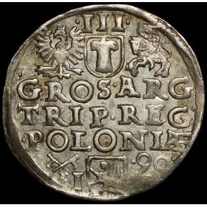 Zygmunt III Waza, Trojak 1590, Poznań - korona z rozetami, I - F
