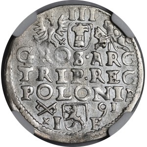 Sigismond III Vasa, Trojak 1591, Poznań – couronne haute ornée de lys – non décrite