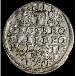 Sigismond III Vasa, Trojak 1591, Poznań – couronne aux lys, SIG III