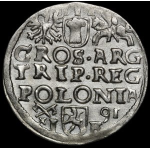 Sigismond III Vasa, Trojak 1591, Poznań – couronne aux lys, SIGI 3