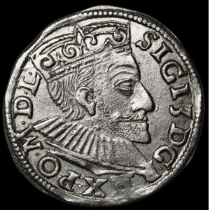 Zygmunt III Waza, Trojak 1592, Poznań - niska korona, data z lewej
