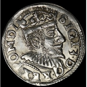 Sigismund III Vasa, Trojak 1594, Poznań—a crown with a lily without a border—very nice