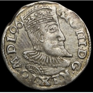 Sigismond III Vasa, Trojak de 1596, Poznań – tête étroite, brindille – plus rare