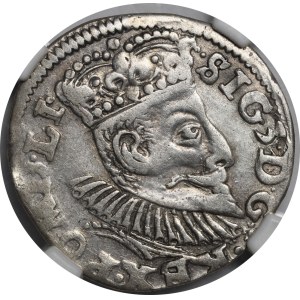 Zygmunt III Waza, Trojak 1596, Poznań - cyfry daty przy Orle i Pogoni - rzadki