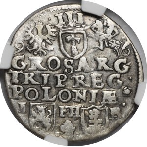 Zygmunt III Waza, Trojak 1596, Poznań - cyfry daty przy Orle i Pogoni - rzadki