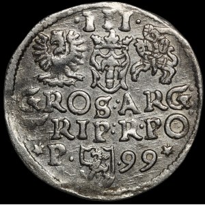 Sigismond III Vasa, Trojak de 1599, Poznań - P à gauche - étoiles