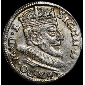 Zygmunt III. Vasa, trojak z roku 1591, Vilnius – Chalecki s lístky po stranách – vzácnější