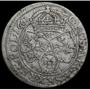 Jean II Casimir, Szóstak 1661 TLB, Cracovie – un « Ślepowron » sur l'écu – plus rare