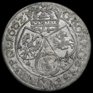 Jan II Kazimierz, Szóstak 1662 AcpT, Lwów - herb Ślepowron w lewo na rewersie