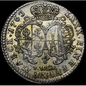 August III. von Sachsen, 1/6 Taler 1763 FWóF, Dresden