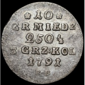Stanisław August Poniatowski, 10 medených grošov z roku 1791 EB, Varšava