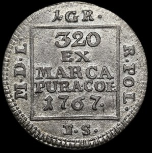 Stanisław August Poniatowski, 1 strieborný groš z roku 1767 FS, Varšava