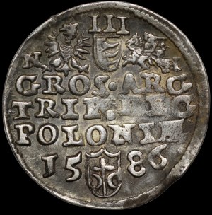 Stefan Batory, Trojak 1586, Olkusz - brak inicjałów I-D - rzadkość