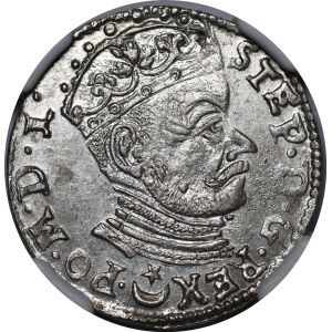 Stefan Batory, Trojak 1581, Wilno - Leliwa pod popiersiem - piękny