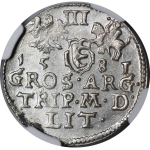 Stefan Batory, Trojak 1581, Wilno - Leliwa pod popiersiem - piękny