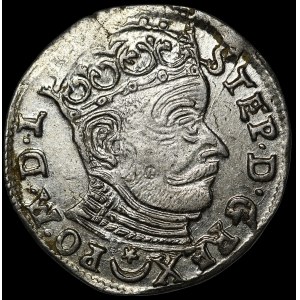 Stefan Batory, Trojak 1582, Vilnius - Leliwa beneath the bust