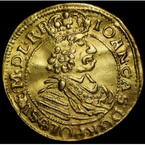 John II Casimir, 2-dukat coin, 1665 HDL, Toruń — very rare