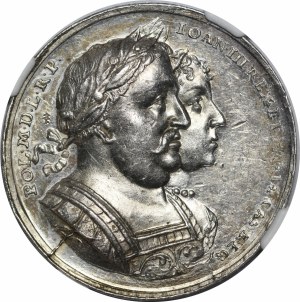Polska, Jan III Sobieski, Medal wizyta pary królewskiej w Gdańsku 1677 - Ex. Potocki - rzadkość