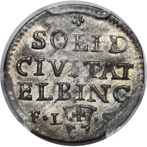 August III. von Sachsen, Szeląg 1763 FLS, Elbląg – wunderschön