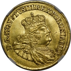 August III Sas, Dukat 1756 EDC, Lipsk - przebitka daty