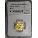 August III of Saxony, 1756 EDC Ducat, Leipzig – date overstamp