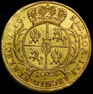 August III Sas, 10 talarów (podwójny august d’or) 1756 EC