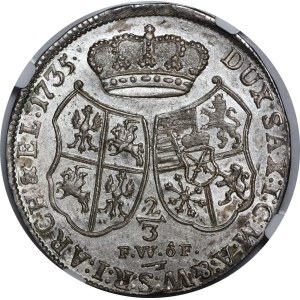 August III of Saxony, 2/3 thaler, 1735 FWóF, Dresden — rare