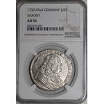 August III of Saxony, 2/3 thaler, 1735 FWóF, Dresden — rare