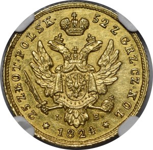 Królestwo Kongresowe, Aleksander I, 25 złotych 1824 IB, Warszawa - rzadkość